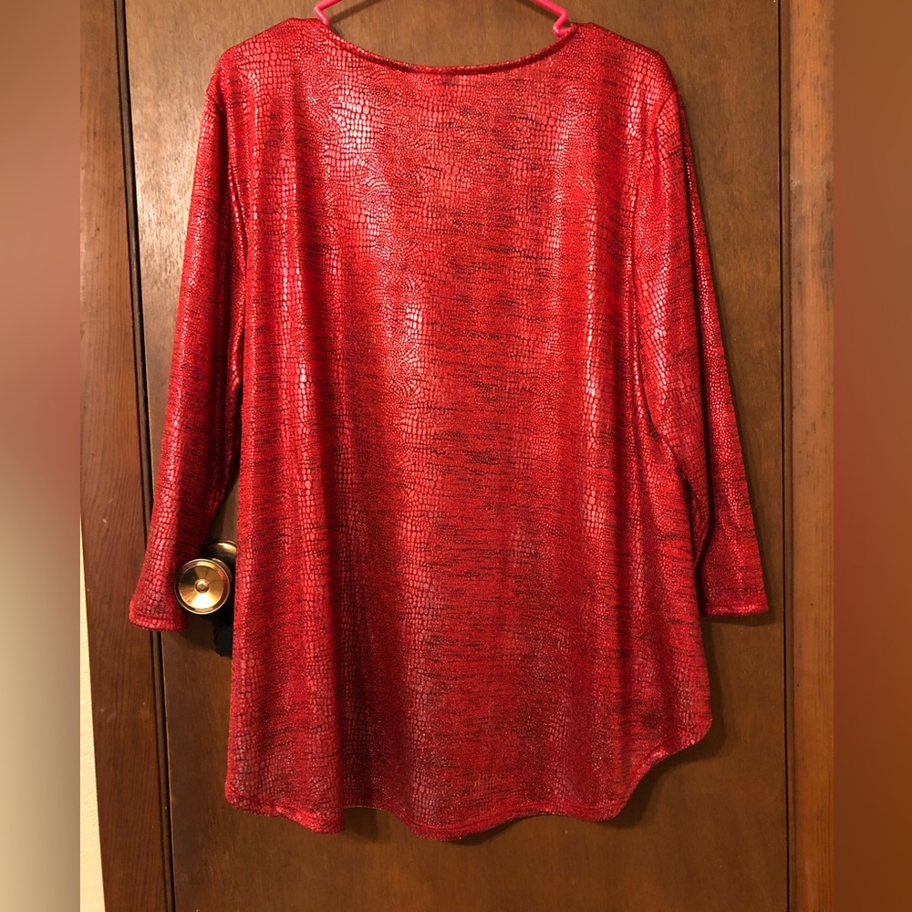 Ruby Rd Metallic Red Blouse - Picture 2 of 3